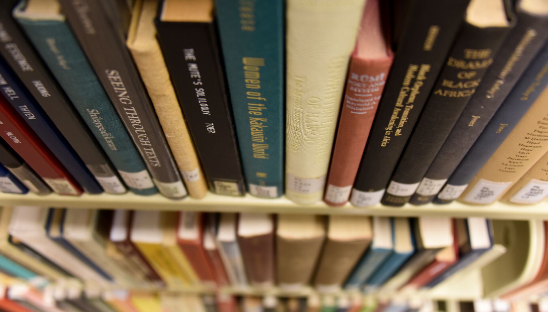 Books on a shelf around campus