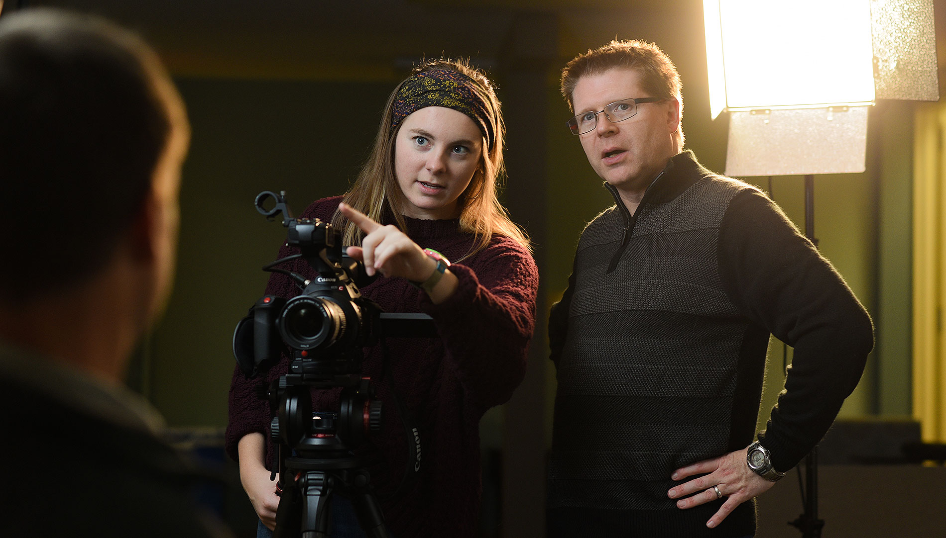 Senior Viking Fusion Studio coordinator Lexikay Stokes with mentor Technology Specialist Steven Hames.