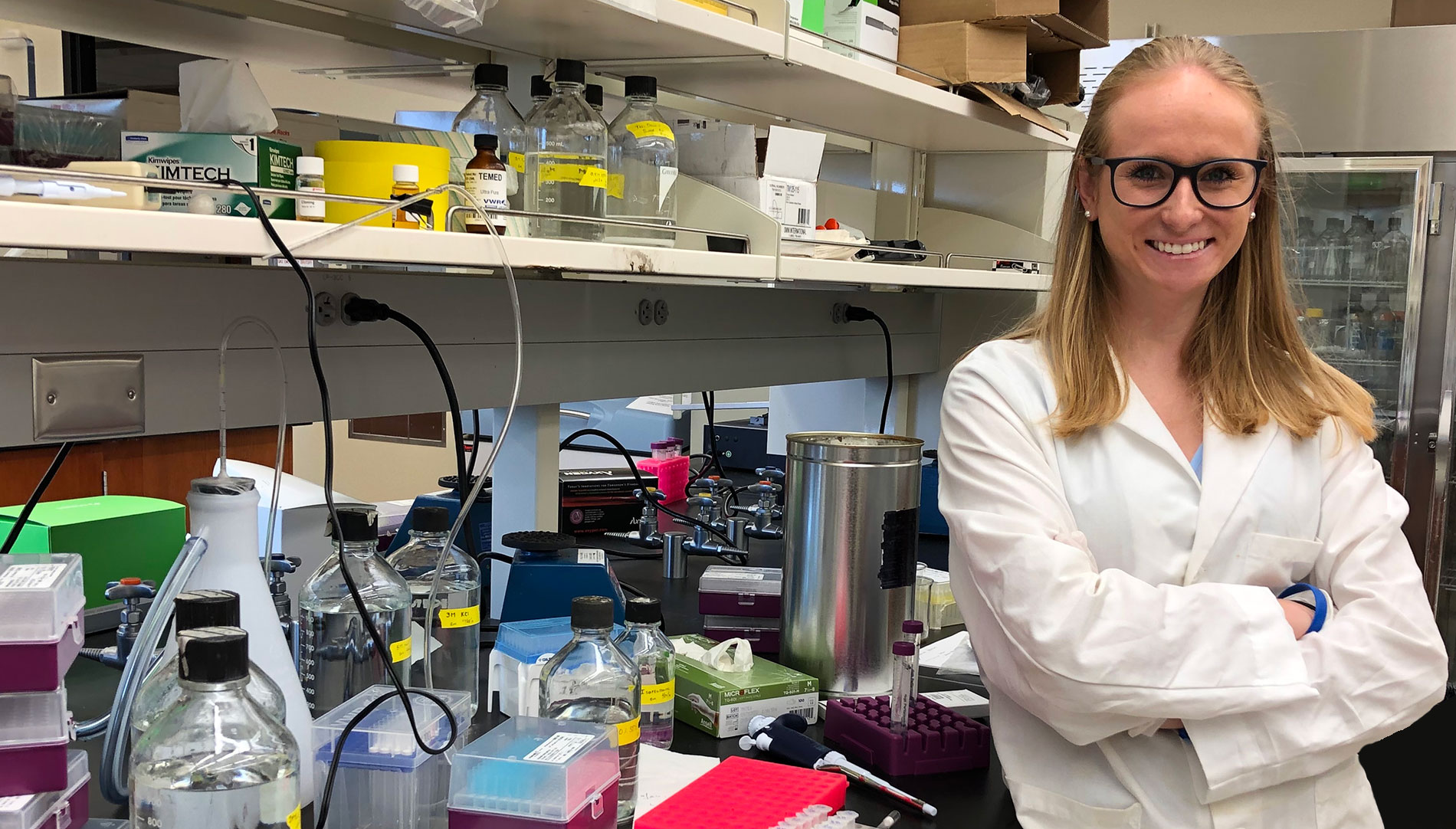 MaryBeth Rowland in a lab setting